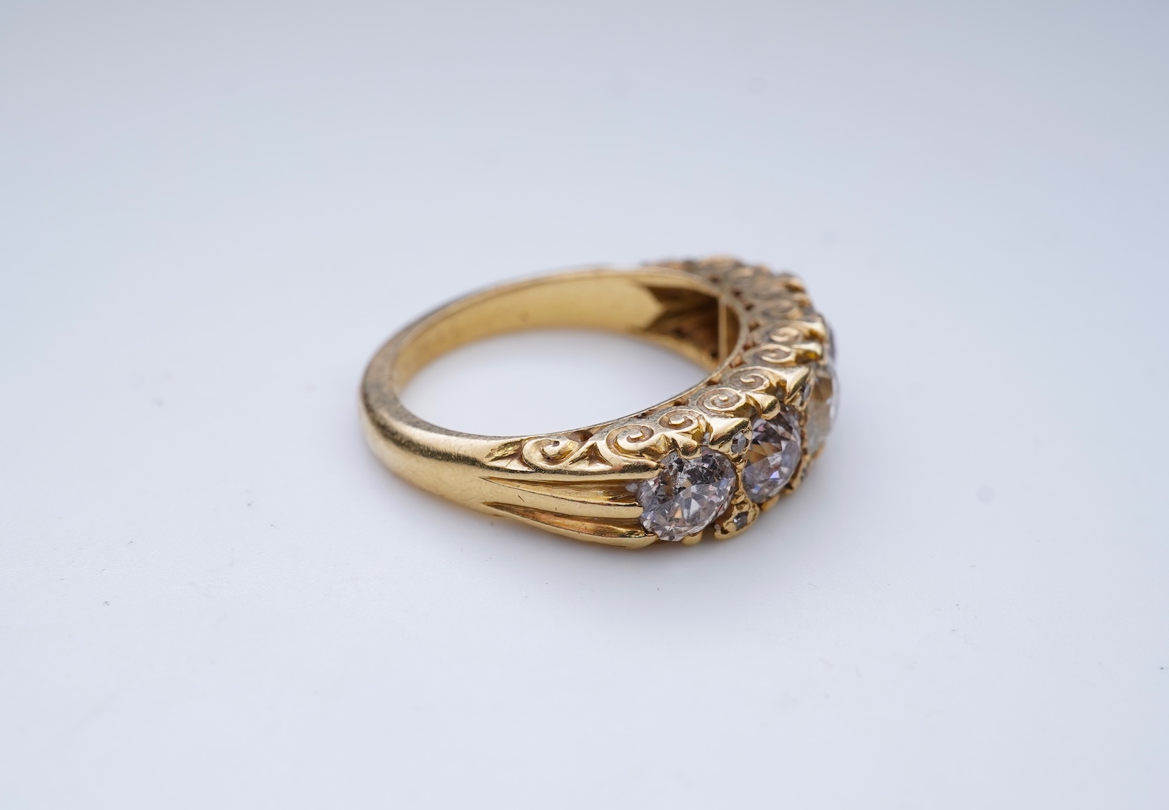 A five-stone diamond ring, circa 1900